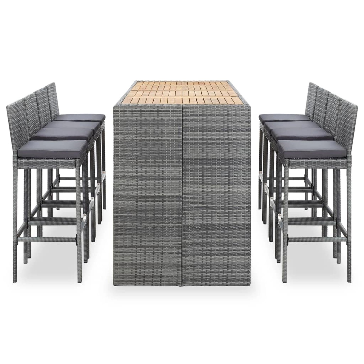 vidaXL 9-tlg Garten-Bar-Set Poly Rattan und Akazienholz Grau vidaXL 9-tlg Garten-Bar-Set Poly Rattan und Akazienholz Grau von VIDAXL
