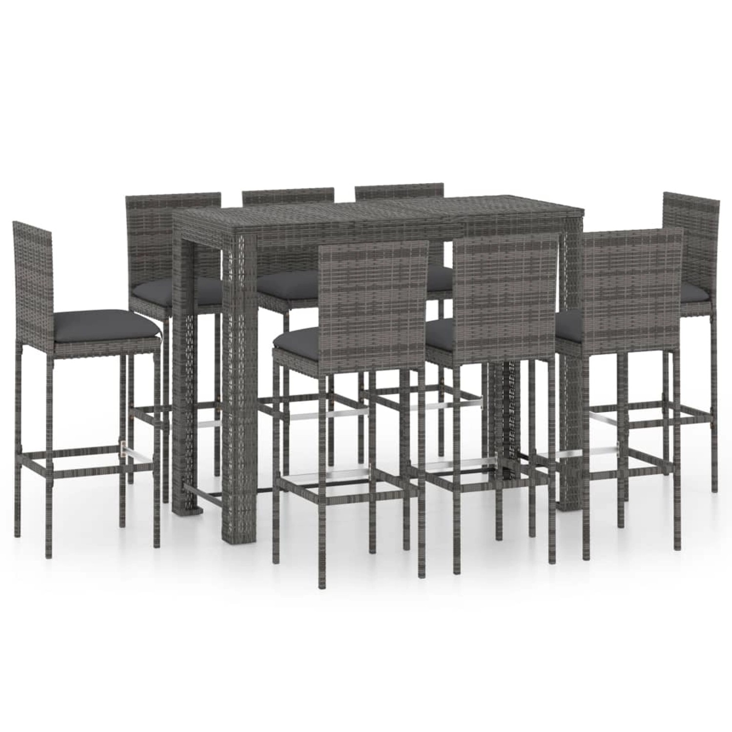 vidaXL 9-tlg Garten-Bar-Set mit Anthrazit Kissen Poly Rattan vidaXL 9-tlg Garten-Bar-Set mit Anthrazit Kissen Poly Rattan von VIDAXL
