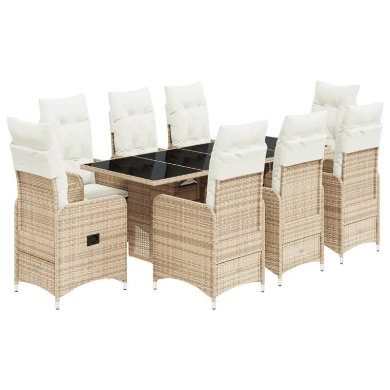vidaXL 9-tlg Garten-Bistro-Set mit Kissen Beige Poly Rattan Modell 2 von VIDAXL