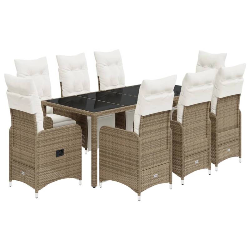 vidaXL 9-tlg Garten-Bistro-Set mit Kissen Braun Poly Rattan Modell 4 von VIDAXL