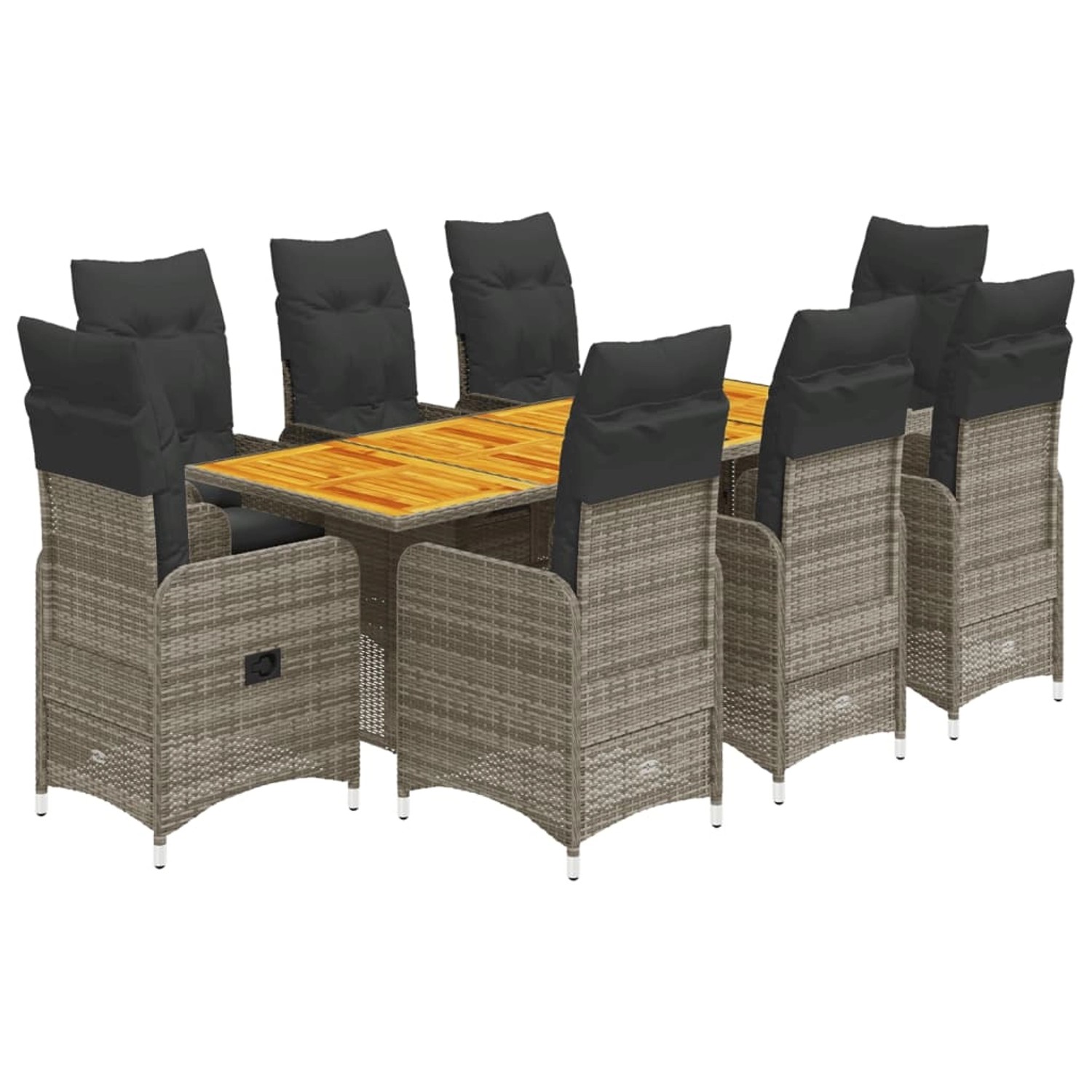 vidaXL 9-tlg Garten-Bistro-Set mit Kissen Grau Poly Rattan Modell 14 vidaXL 9-tlg Garten-Bistro-Set mit Kissen Grau Poly Rattan Modell 14 von VIDAXL