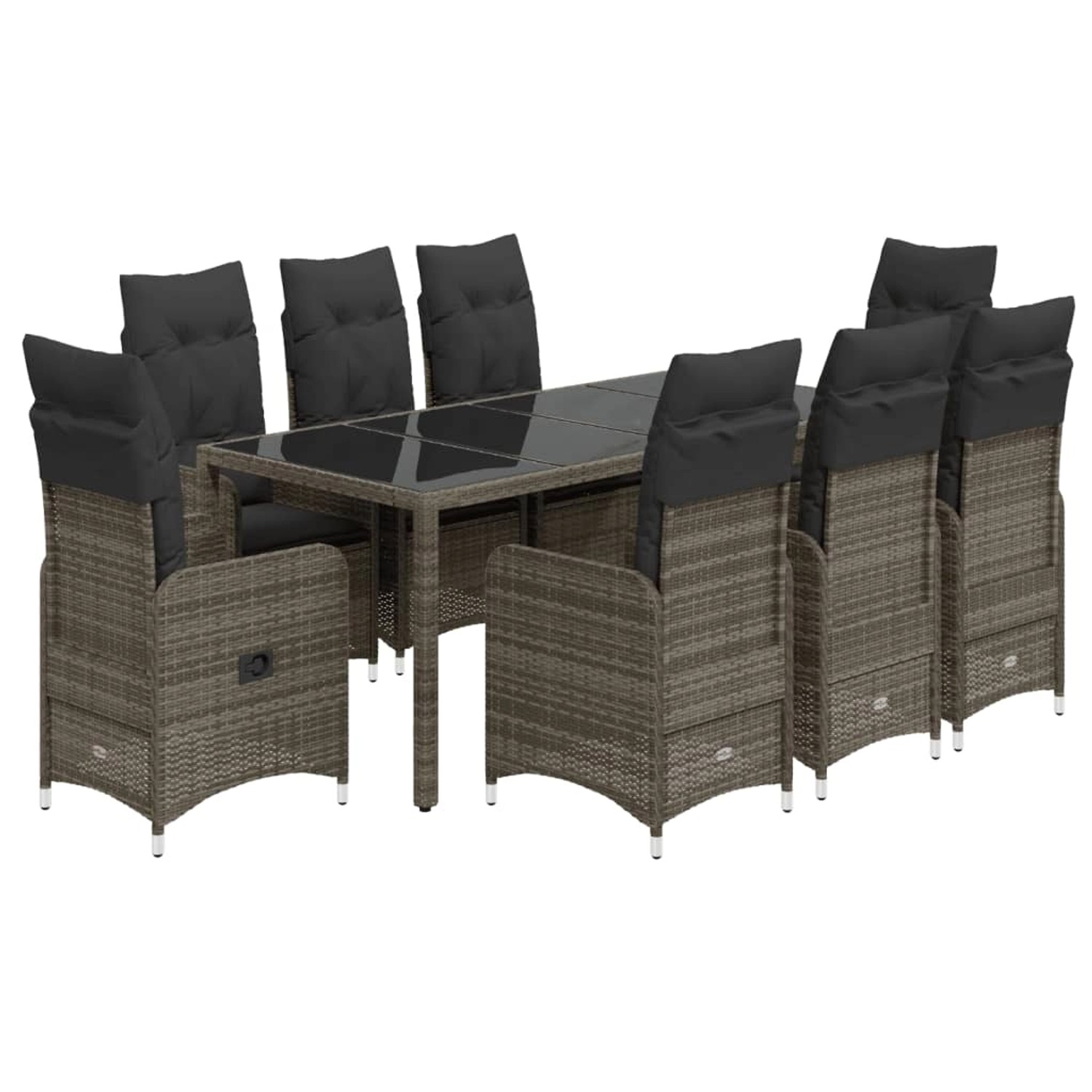 vidaXL 9-tlg Garten-Bistro-Set mit Kissen Grau Poly Rattan Modell 16 vidaXL 9-tlg Garten-Bistro-Set mit Kissen Grau Poly Rattan Modell 16 von VIDAXL