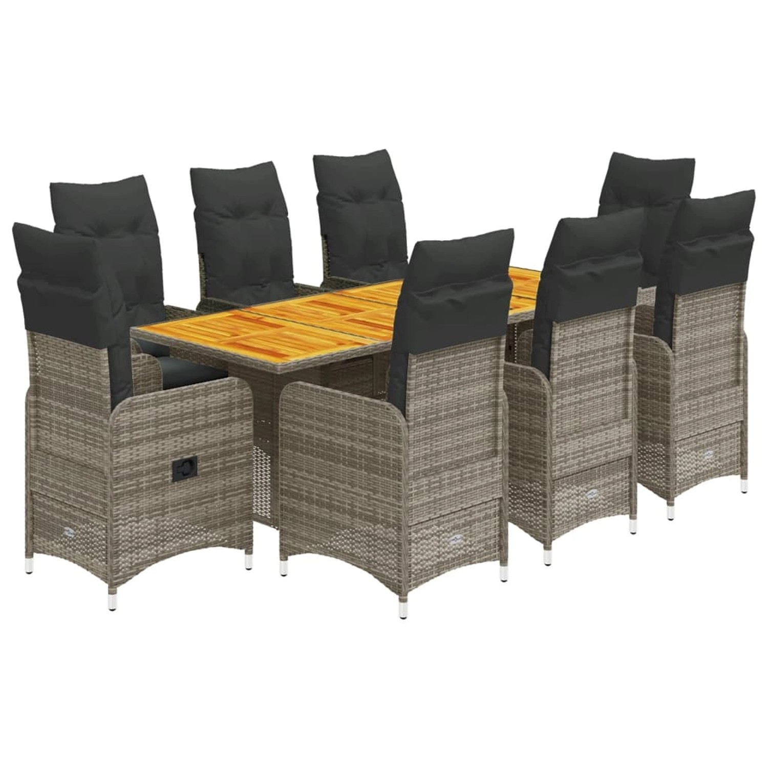 vidaXL 9-tlg Garten-Bistro-Set mit Kissen Grau Poly Rattan Modell 6 vidaXL 9-tlg Garten-Bistro-Set mit Kissen Grau Poly Rattan Modell 6 von VIDAXL