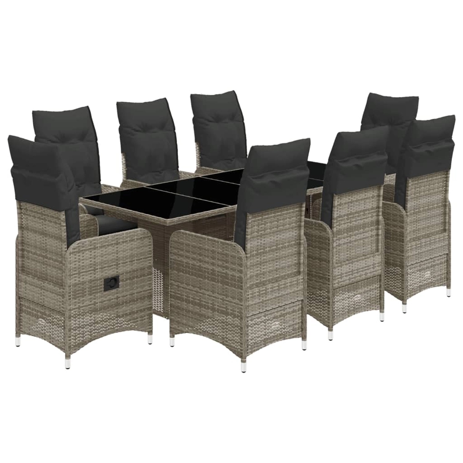 vidaXL 9-tlg Garten-Bistro-Set mit Kissen Grau Poly Rattan Modell 7 vidaXL 9-tlg Garten-Bistro-Set mit Kissen Grau Poly Rattan Modell 7 von VIDAXL