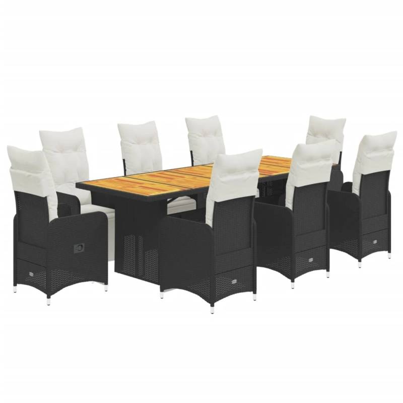 vidaXL 9-tlg Garten-Bistro-Set mit Kissen Schwarz Poly Rattan Modell 4 von VIDAXL