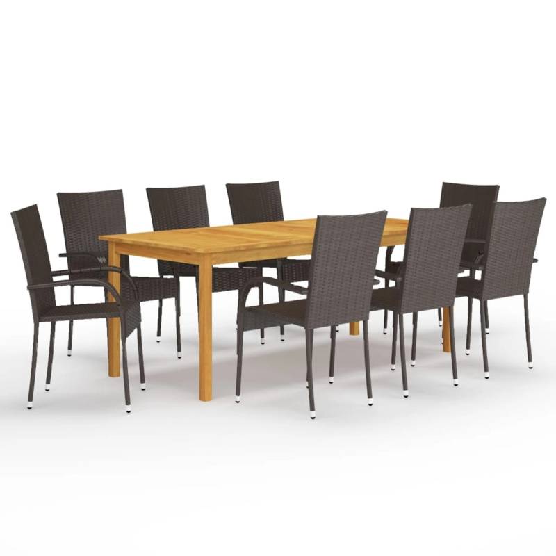 vidaXL 9-tlg Garten-Essgruppe Braun Modell 2 von VIDAXL