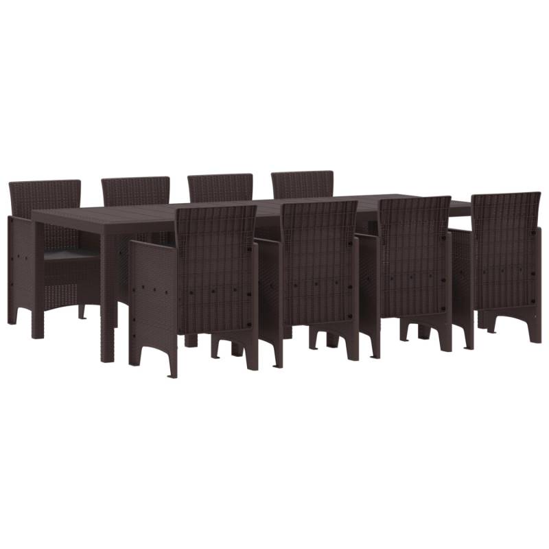 vidaXL 9-tlg Garten-Essgruppe Braun Poly Rattan 3378737 von VIDAXL