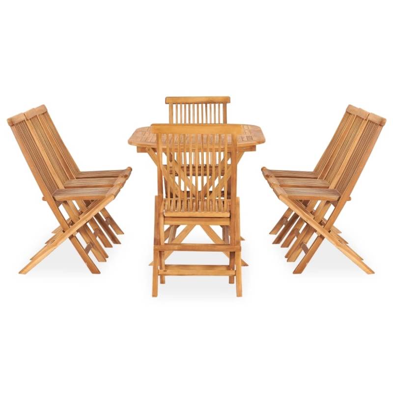 vidaXL 9-tlg Garten-Essgruppe Klappbar Massivholz Teak Modell 1 von VIDAXL