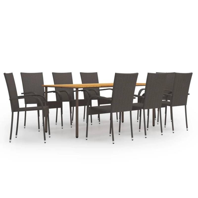 vidaXL 9-tlg Garten-Essgruppe Poly Rattan Braun Modell 10 von VIDAXL
