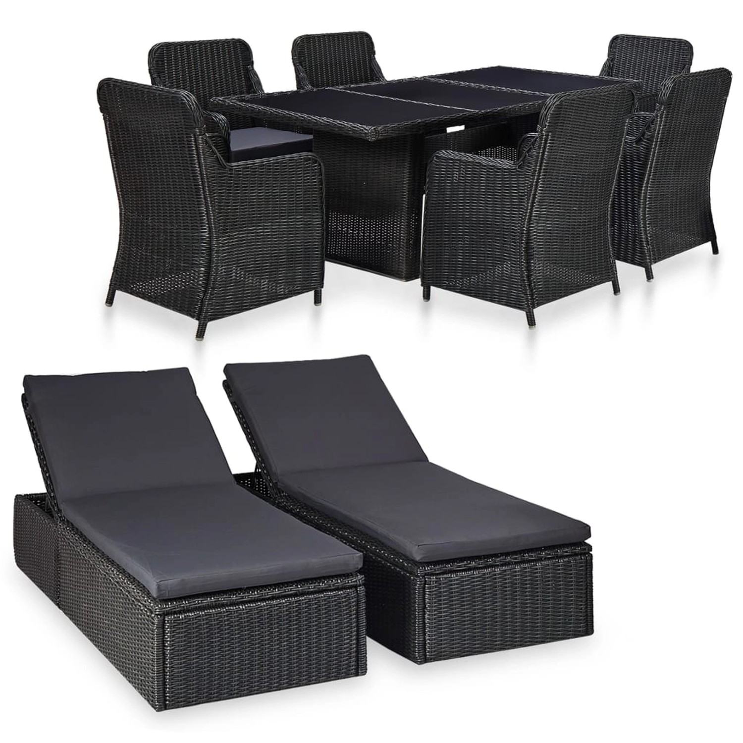 vidaXL 9-tlg Garten-Essgruppe Poly Rattan Schwarz Modell 4 vidaXL 9-tlg Garten-Essgruppe Poly Rattan Schwarz Modell 4 von VIDAXL