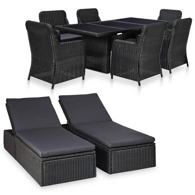 vidaXL 9-tlg Garten-Essgruppe Poly Rattan Schwarz Modell 4 vidaXL 9-tlg Garten-Essgruppe Poly Rattan Schwarz Modell 4 von VIDAXL