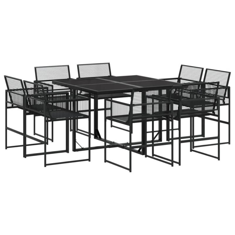vidaXL 9-tlg Garten-Essgruppe Schwarz Poly Rattan Modell 7 von VIDAXL