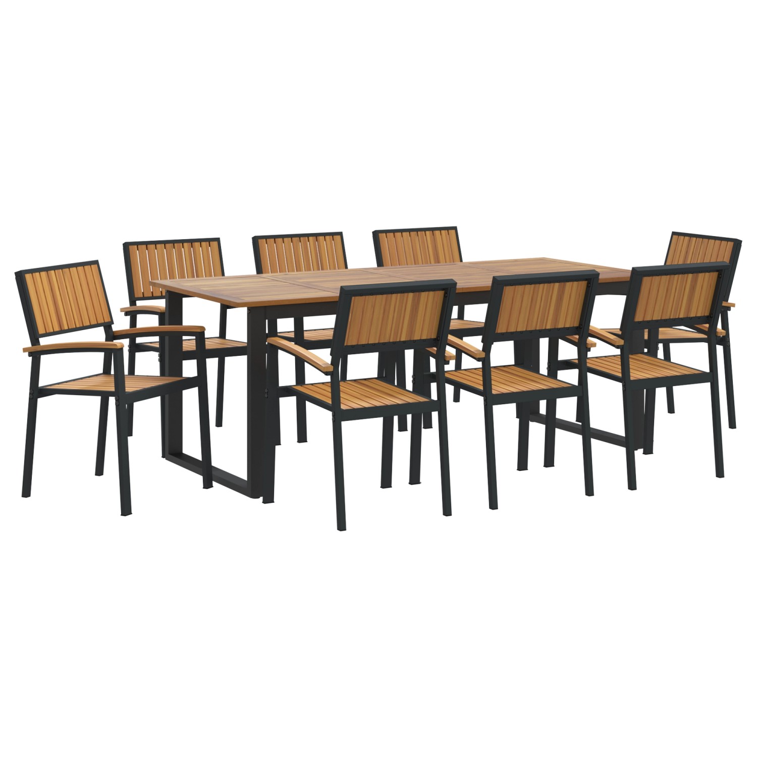 vidaXL 9-tlg Garten-Essgruppe Schwarz Stahl und Massivholz Akazie 3284382 vidaXL 9-tlg Garten-Essgruppe Schwarz Stahl und Massivholz Akazie 3284382 von VIDAXL