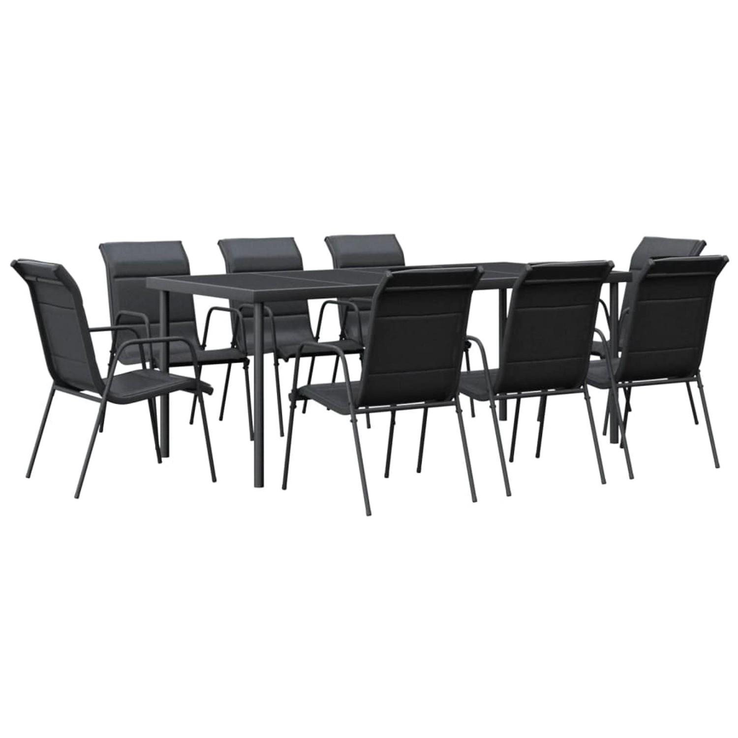vidaXL 9-tlg Garten-Essgruppe Schwarz Stahl und Textilene Modell 5 vidaXL 9-tlg Garten-Essgruppe Schwarz Stahl und Textilene Modell 5 von VIDAXL