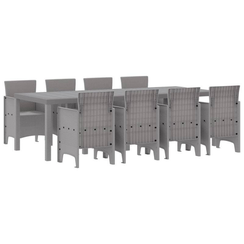 vidaXL 9-tlg Garten-Essgruppe Weiß Poly Rattan 3378742 von VIDAXL