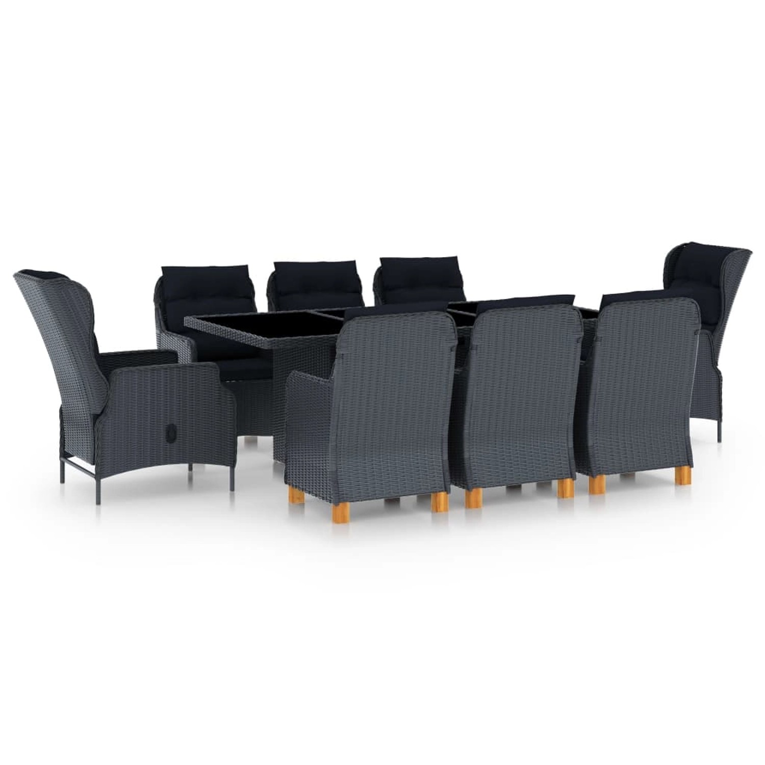 vidaXL 9-tlg Garten-Essgruppe mit Auflagen Poly Rattan Dunkelgrau Modell 11 vidaXL 9-tlg Garten-Essgruppe mit Auflagen Poly Rattan Dunkelgrau Modell 11 von VIDAXL