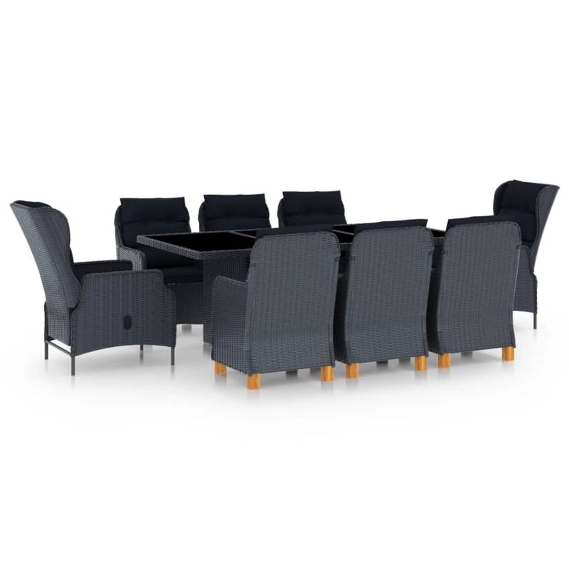vidaXL 9-tlg Garten-Essgruppe mit Auflagen Poly Rattan Dunkelgrau Modell 11 von VIDAXL