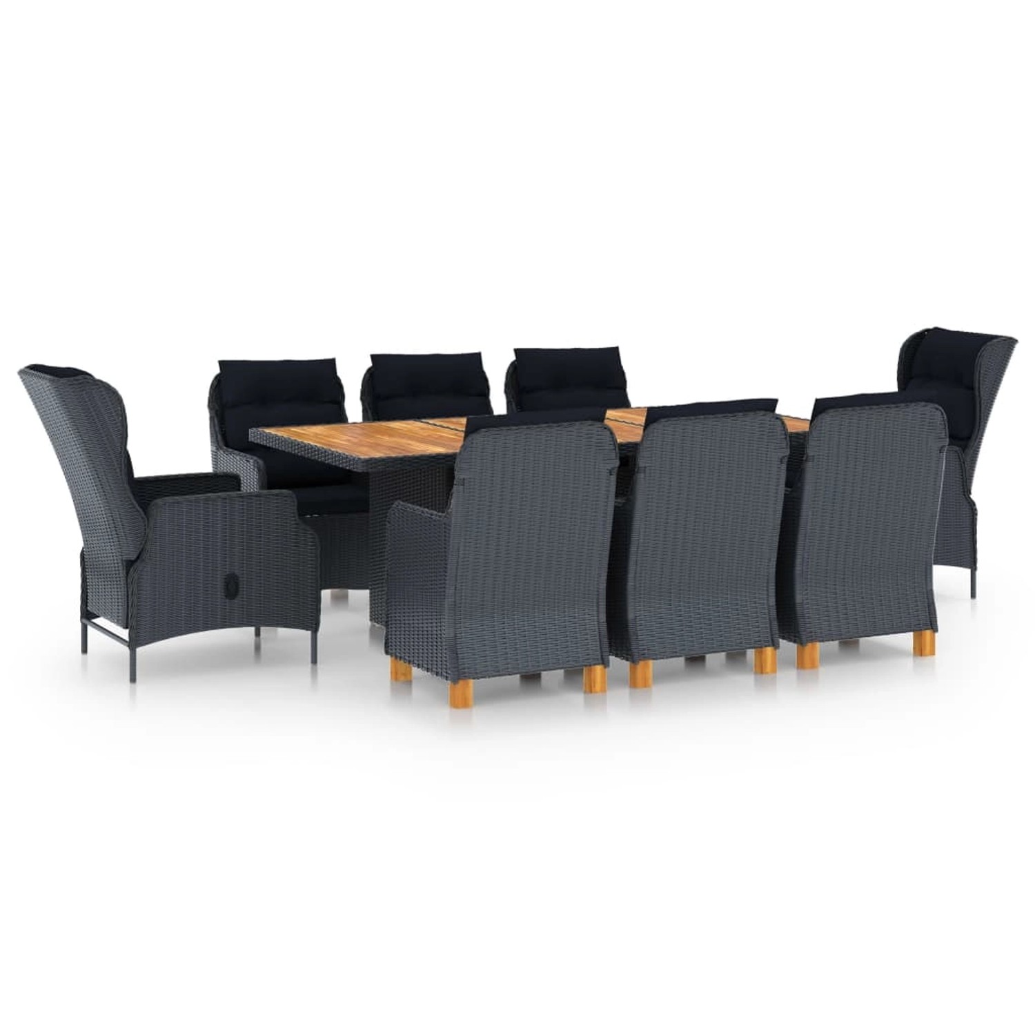 vidaXL 9-tlg Garten-Essgruppe mit Auflagen Poly Rattan Dunkelgrau Modell 12 vidaXL 9-tlg Garten-Essgruppe mit Auflagen Poly Rattan Dunkelgrau Modell 12 von VIDAXL