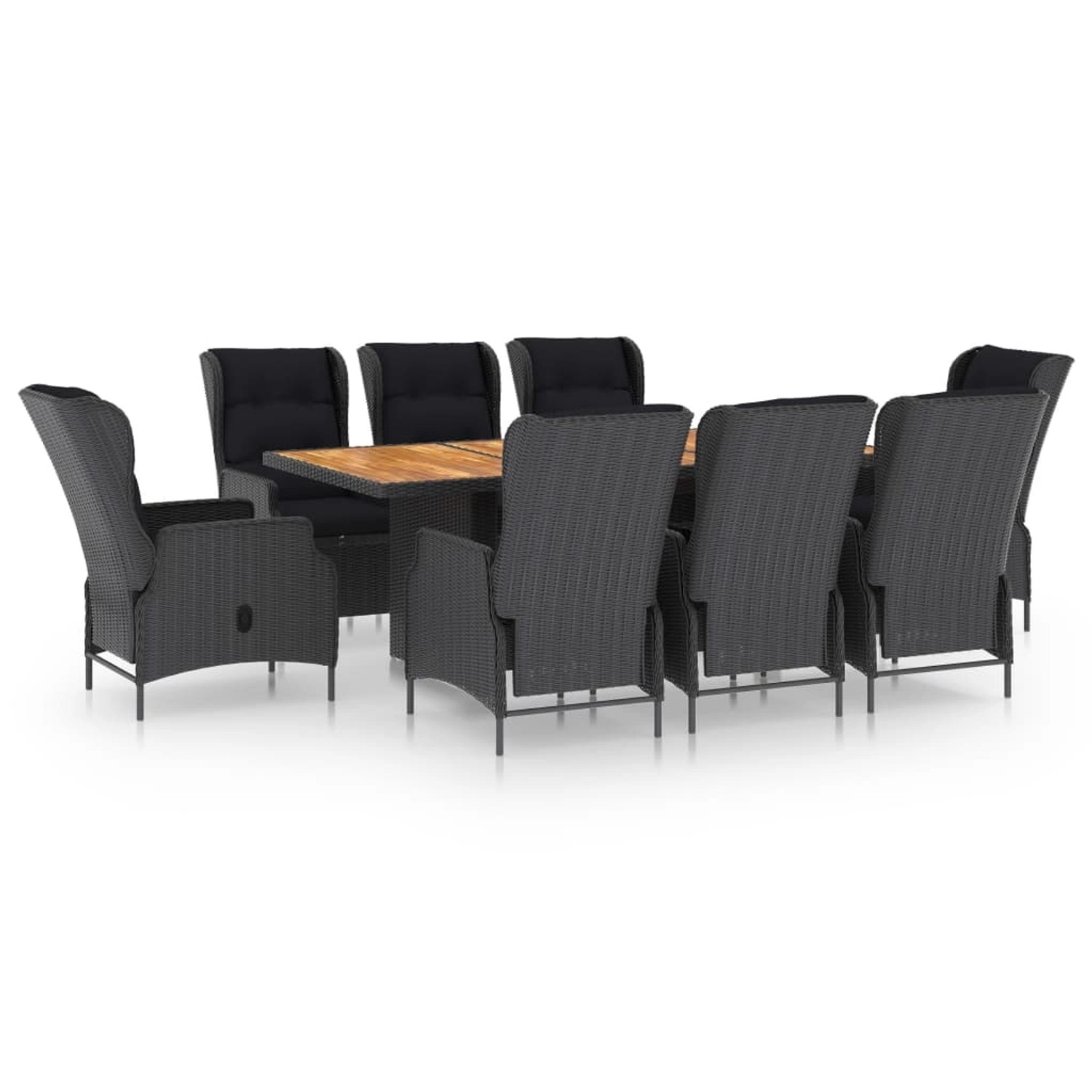 vidaXL 9-tlg Garten-Essgruppe mit Auflagen Poly Rattan Dunkelgrau Modell 2 vidaXL 9-tlg Garten-Essgruppe mit Auflagen Poly Rattan Dunkelgrau Modell 2 von VIDAXL
