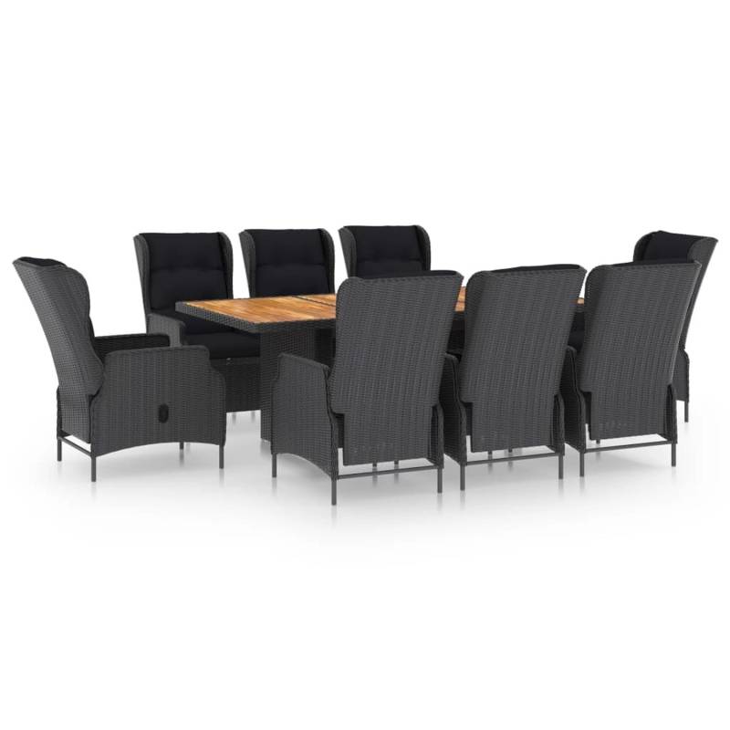 vidaXL 9-tlg Garten-Essgruppe mit Auflagen Poly Rattan Dunkelgrau Modell 2 von VIDAXL