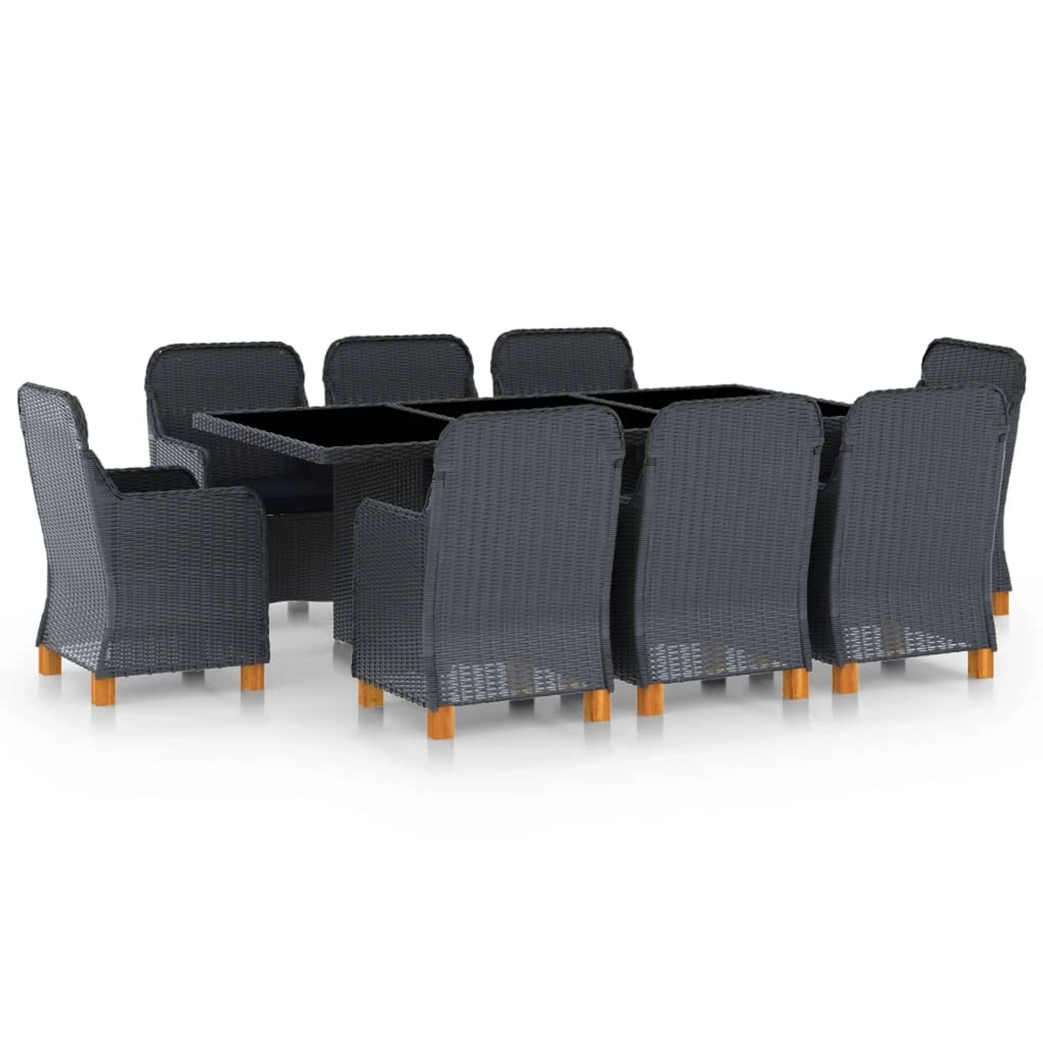 vidaXL 9-tlg Garten-Essgruppe mit Auflagen Poly Rattan Dunkelgrau Modell 5 vidaXL 9-tlg Garten-Essgruppe mit Auflagen Poly Rattan Dunkelgrau Modell 5 von VIDAXL