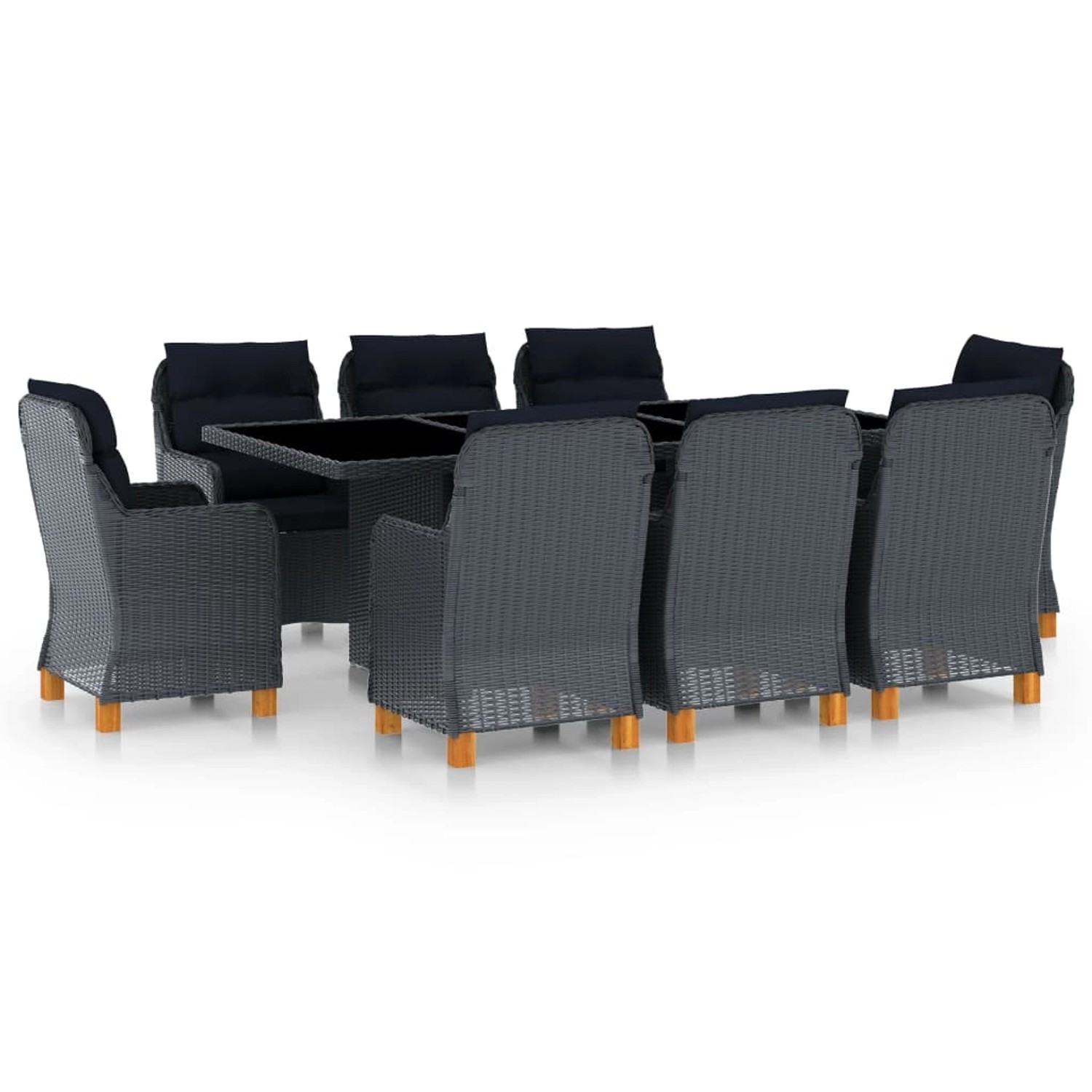 vidaXL 9-tlg Garten-Essgruppe mit Auflagen Poly Rattan Dunkelgrau Modell 7 vidaXL 9-tlg Garten-Essgruppe mit Auflagen Poly Rattan Dunkelgrau Modell 7 von VIDAXL