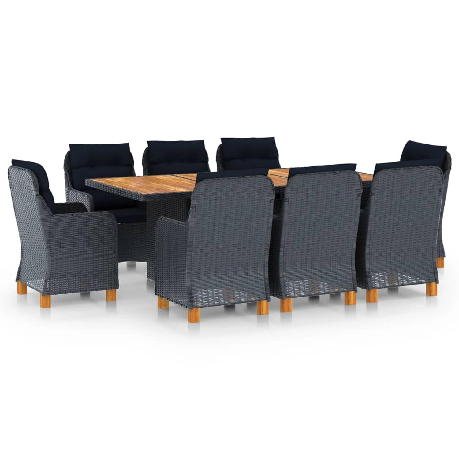 vidaXL 9-tlg Garten-Essgruppe mit Auflagen Poly Rattan Dunkelgrau Modell 8 vidaXL 9-tlg Garten-Essgruppe mit Auflagen Poly Rattan Dunkelgrau Modell 8 von VIDAXL