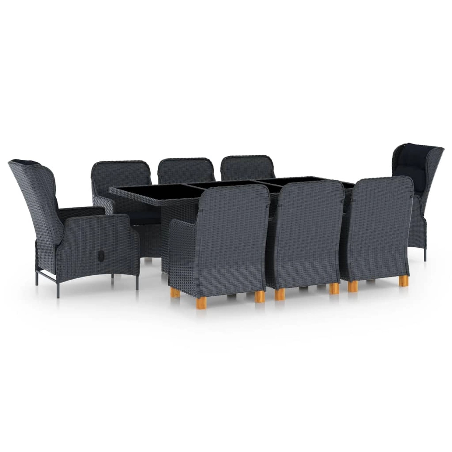 vidaXL 9-tlg Garten-Essgruppe mit Auflagen Poly Rattan Dunkelgrau Modell 9 vidaXL 9-tlg Garten-Essgruppe mit Auflagen Poly Rattan Dunkelgrau Modell 9 von VIDAXL