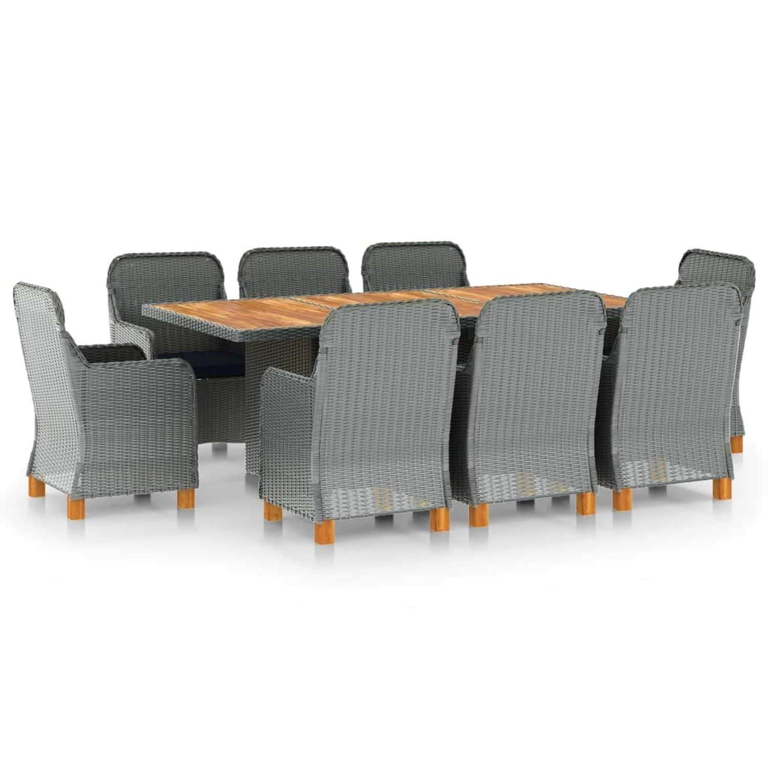 vidaXL 9-tlg Garten-Essgruppe mit Auflagen Poly Rattan Hellgrau Modell 6 vidaXL 9-tlg Garten-Essgruppe mit Auflagen Poly Rattan Hellgrau Modell 6 von VIDAXL