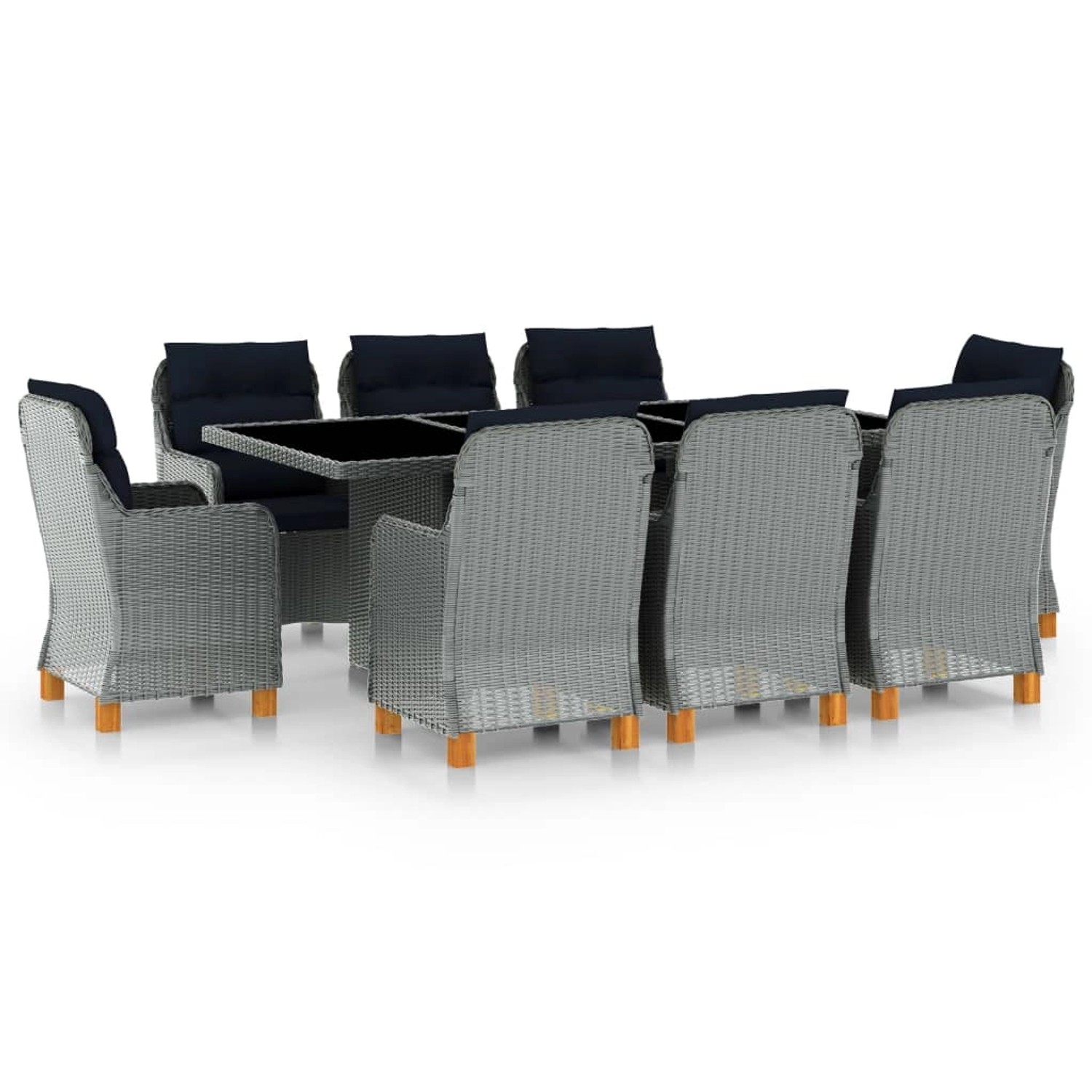 vidaXL 9-tlg Garten-Essgruppe mit Auflagen Poly Rattan Hellgrau Modell 7 vidaXL 9-tlg Garten-Essgruppe mit Auflagen Poly Rattan Hellgrau Modell 7 von VIDAXL