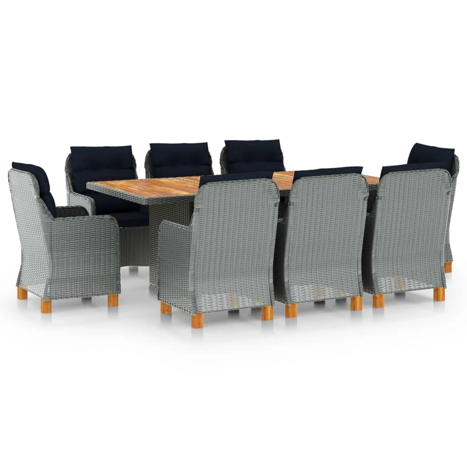 vidaXL 9-tlg Garten-Essgruppe mit Auflagen Poly Rattan Hellgrau Modell 8 vidaXL 9-tlg Garten-Essgruppe mit Auflagen Poly Rattan Hellgrau Modell 8 von VIDAXL