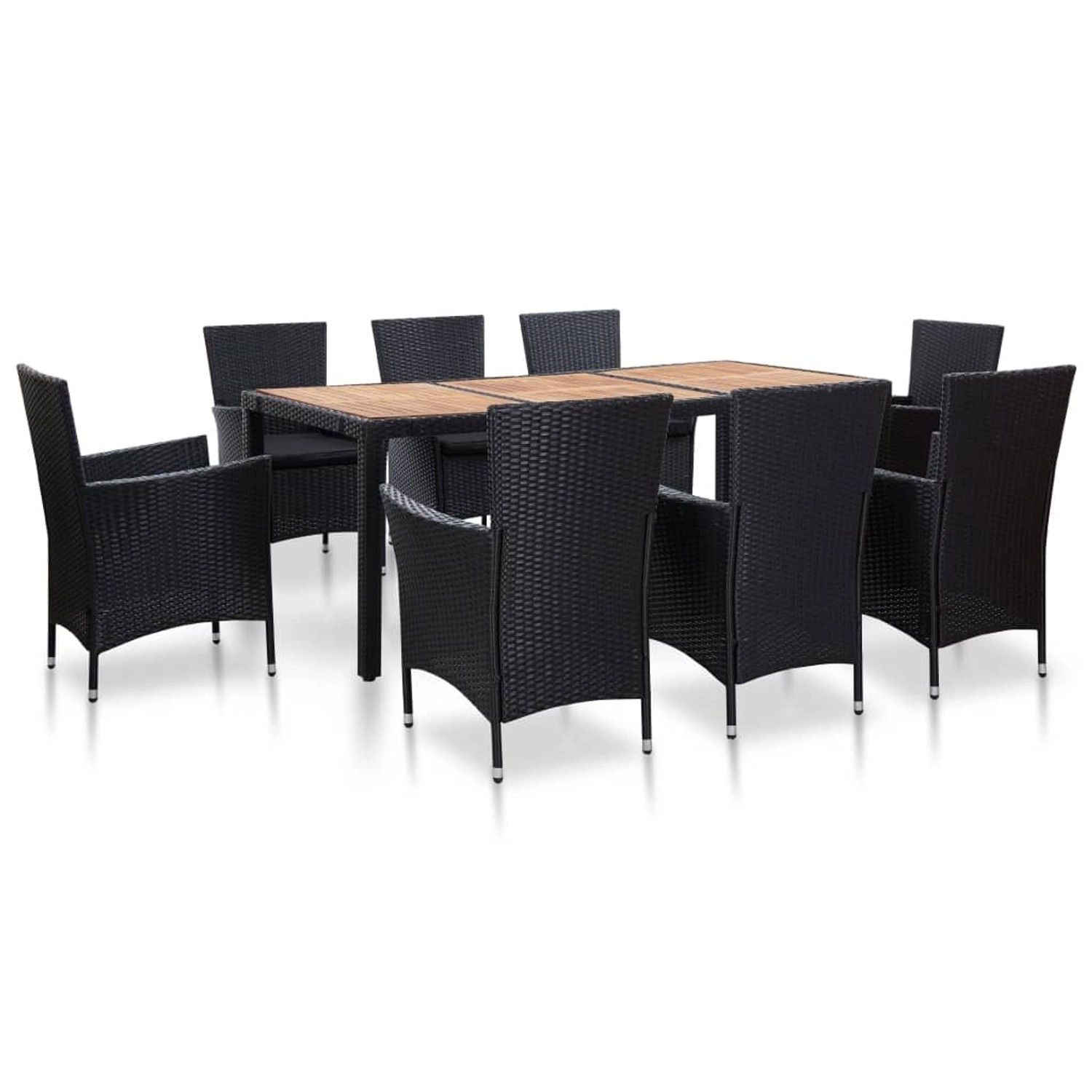 vidaXL 9-tlg Garten-Essgruppe mit Auflagen Poly Rattan Schwarz Modell 11 vidaXL 9-tlg Garten-Essgruppe mit Auflagen Poly Rattan Schwarz Modell 11 von VIDAXL