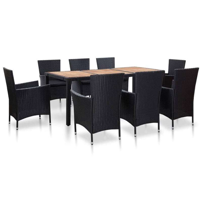 vidaXL 9-tlg Garten-Essgruppe mit Auflagen Poly Rattan Schwarz Modell 11 von VIDAXL