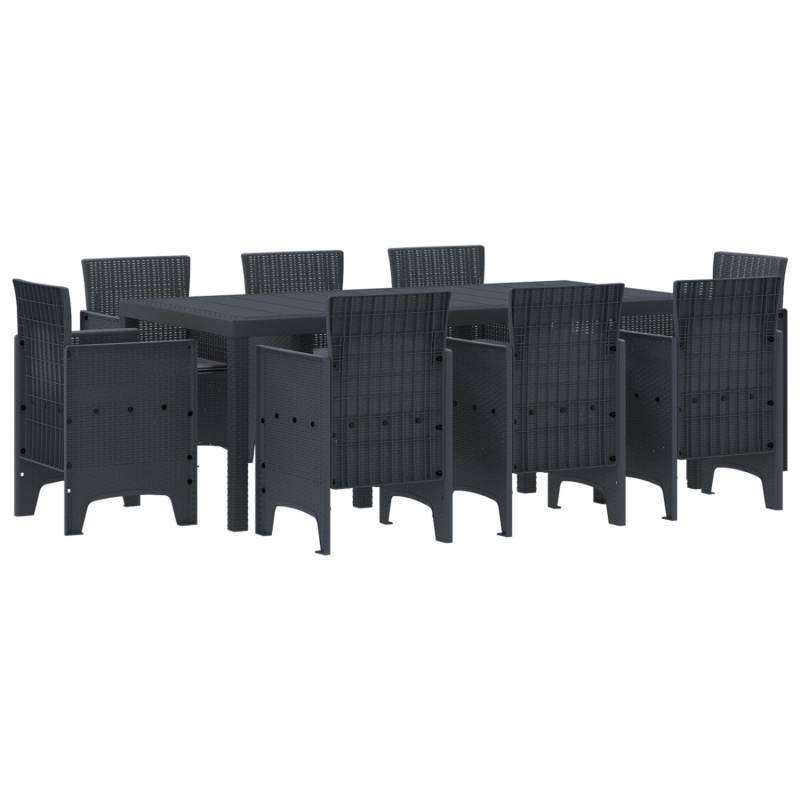 vidaXL 9-tlg Garten-Essgruppe mit Kissen Anthrazit Poly Rattan 3378575 von VIDAXL
