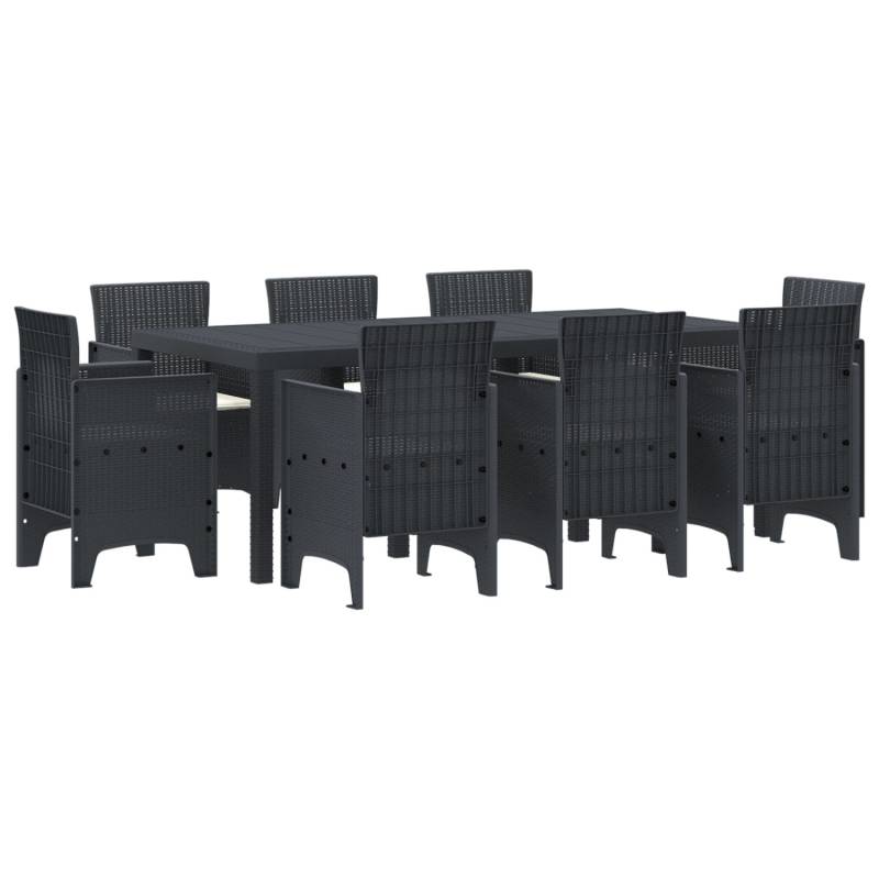 vidaXL 9-tlg Garten-Essgruppe mit Kissen Anthrazit Poly Rattan 3378576 von VIDAXL