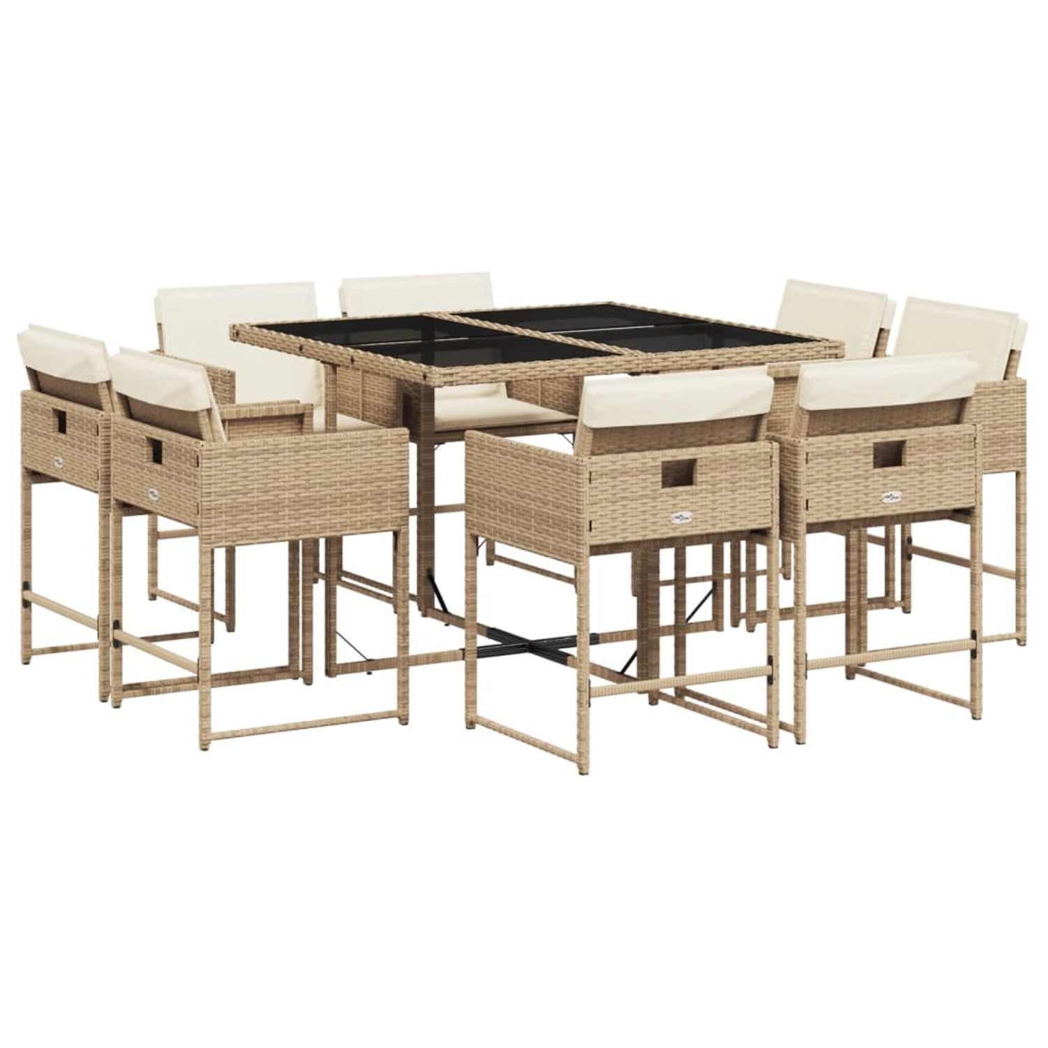 vidaXL 9-tlg Garten-Essgruppe mit Kissen Beige Poly Rattan Modell 21 vidaXL 9-tlg Garten-Essgruppe mit Kissen Beige Poly Rattan Modell 21 von VIDAXL