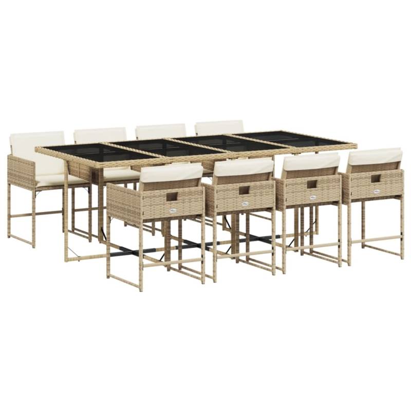 vidaXL 9-tlg Garten-Essgruppe mit Kissen Beige Poly Rattan Modell 23 von VIDAXL