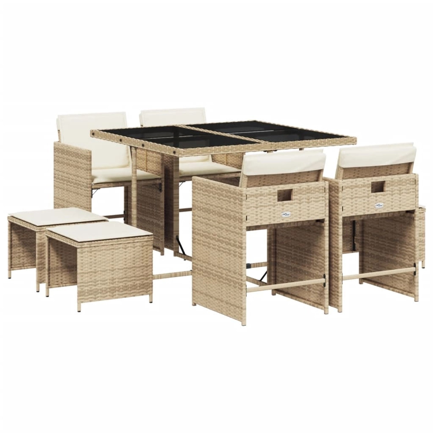 vidaXL 9-tlg Garten-Essgruppe mit Kissen Beige Poly Rattan Modell 37 vidaXL 9-tlg Garten-Essgruppe mit Kissen Beige Poly Rattan Modell 37 von VIDAXL
