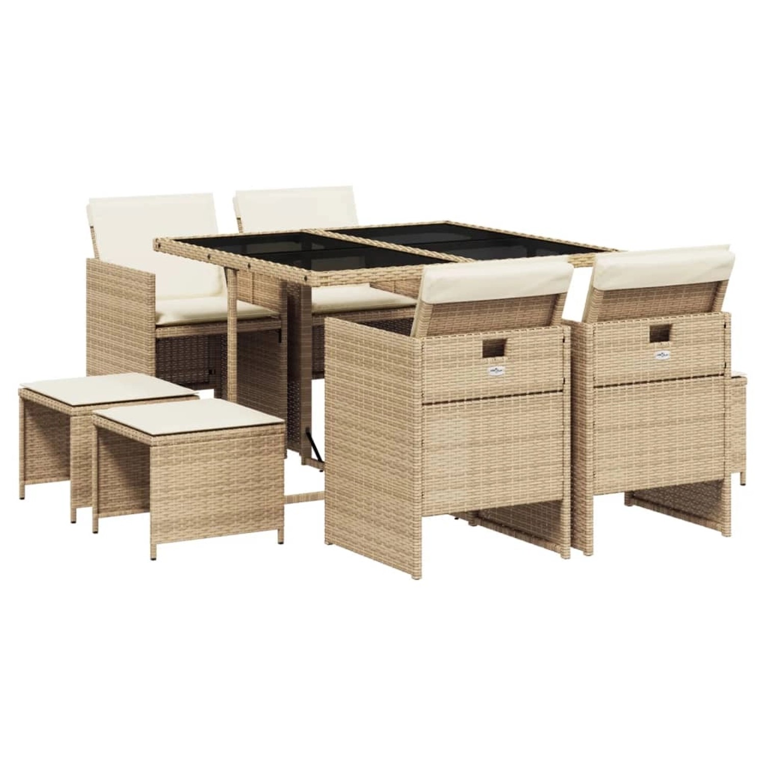 vidaXL 9-tlg Garten-Essgruppe mit Kissen Beige Poly Rattan Modell 46 vidaXL 9-tlg Garten-Essgruppe mit Kissen Beige Poly Rattan Modell 46 von VIDAXL