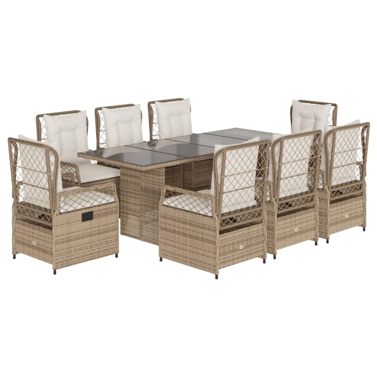 vidaXL 9-tlg Garten-Essgruppe mit Kissen Beige Poly Rattan Modell 48 vidaXL 9-tlg Garten-Essgruppe mit Kissen Beige Poly Rattan Modell 48 von VIDAXL