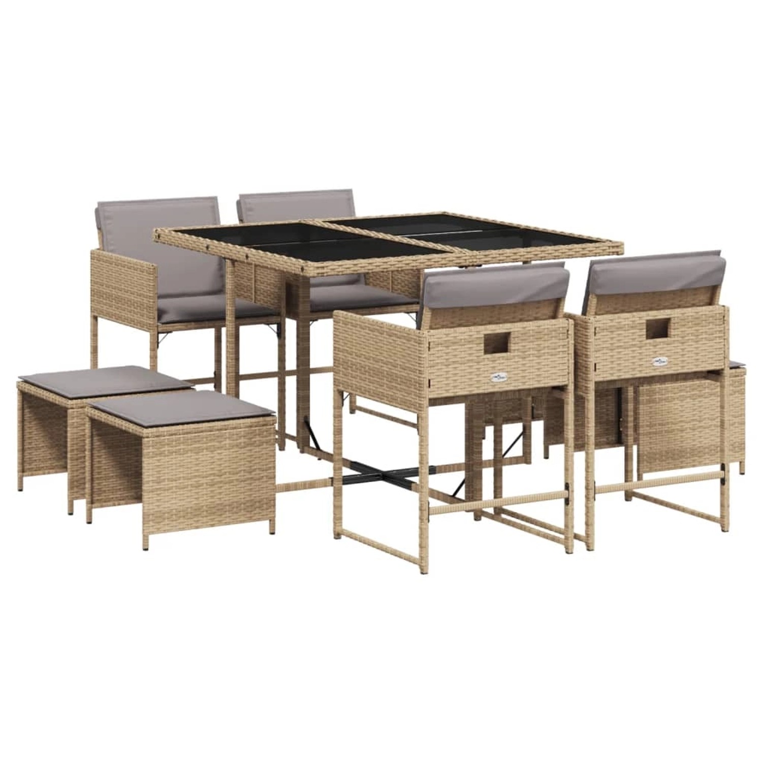 vidaXL 9-tlg Garten-Essgruppe mit Kissen Beigemischung Poly Rattan Modell 1 vidaXL 9-tlg Garten-Essgruppe mit Kissen Beigemischung Poly Rattan Modell 1 von VIDAXL