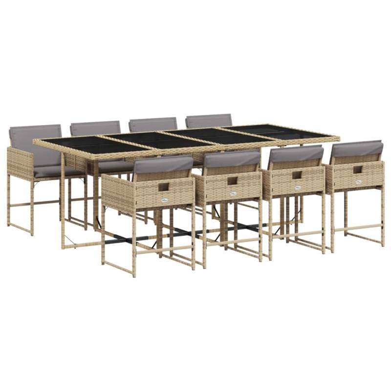 vidaXL 9-tlg Garten-Essgruppe mit Kissen Beigemischung Poly Rattan Modell 14 von VIDAXL