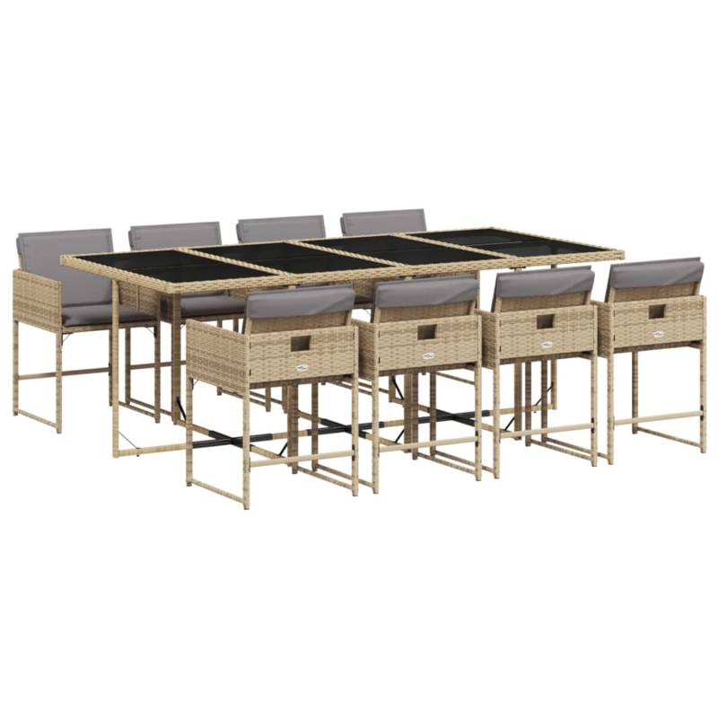 vidaXL 9-tlg Garten-Essgruppe mit Kissen Beigemischung Poly Rattan Modell 17 von VIDAXL