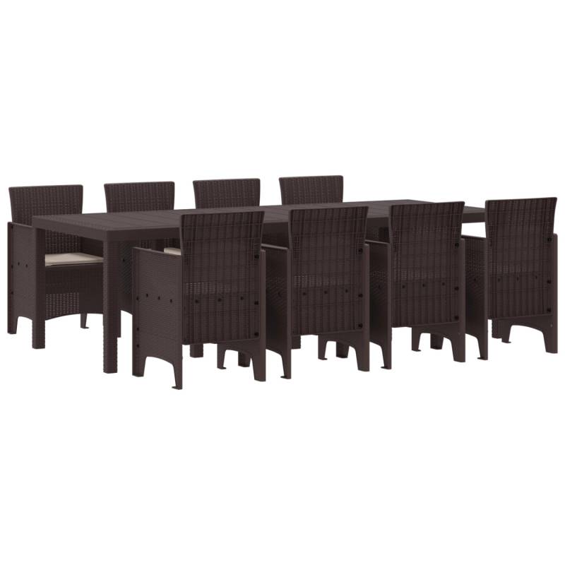 vidaXL 9-tlg Garten-Essgruppe mit Kissen Braun Poly Rattan 3378738 von VIDAXL