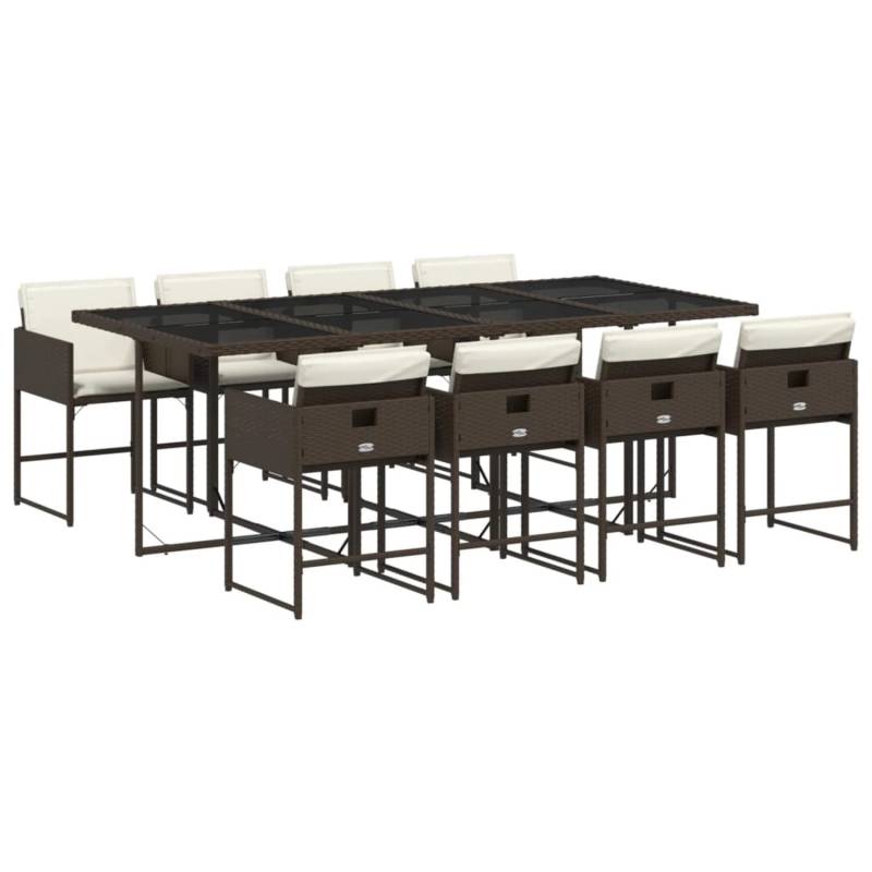 vidaXL 9-tlg Garten-Essgruppe mit Kissen Braun Poly Rattan Modell 22 von VIDAXL