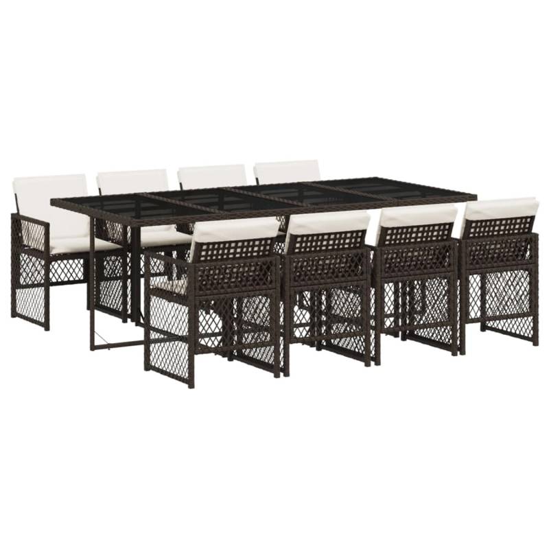 vidaXL 9-tlg Garten-Essgruppe mit Kissen Braun Poly Rattan Modell 26 von VIDAXL
