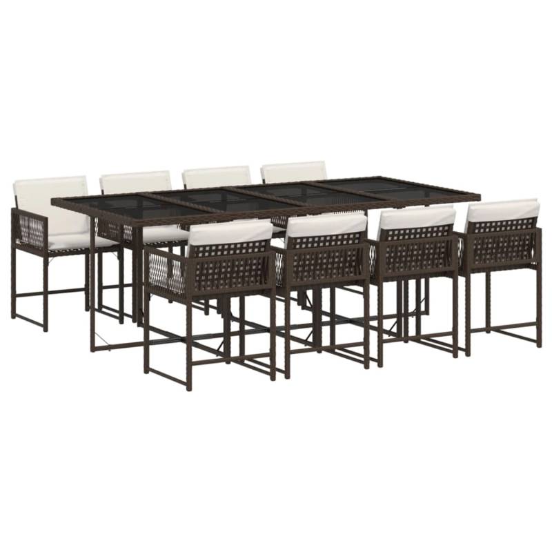vidaXL 9-tlg Garten-Essgruppe mit Kissen Braun Poly Rattan Modell 31 von VIDAXL