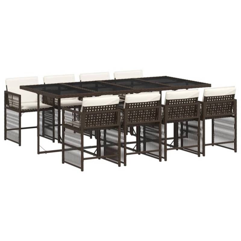 vidaXL 9-tlg Garten-Essgruppe mit Kissen Braun Poly Rattan Modell 32 von VIDAXL