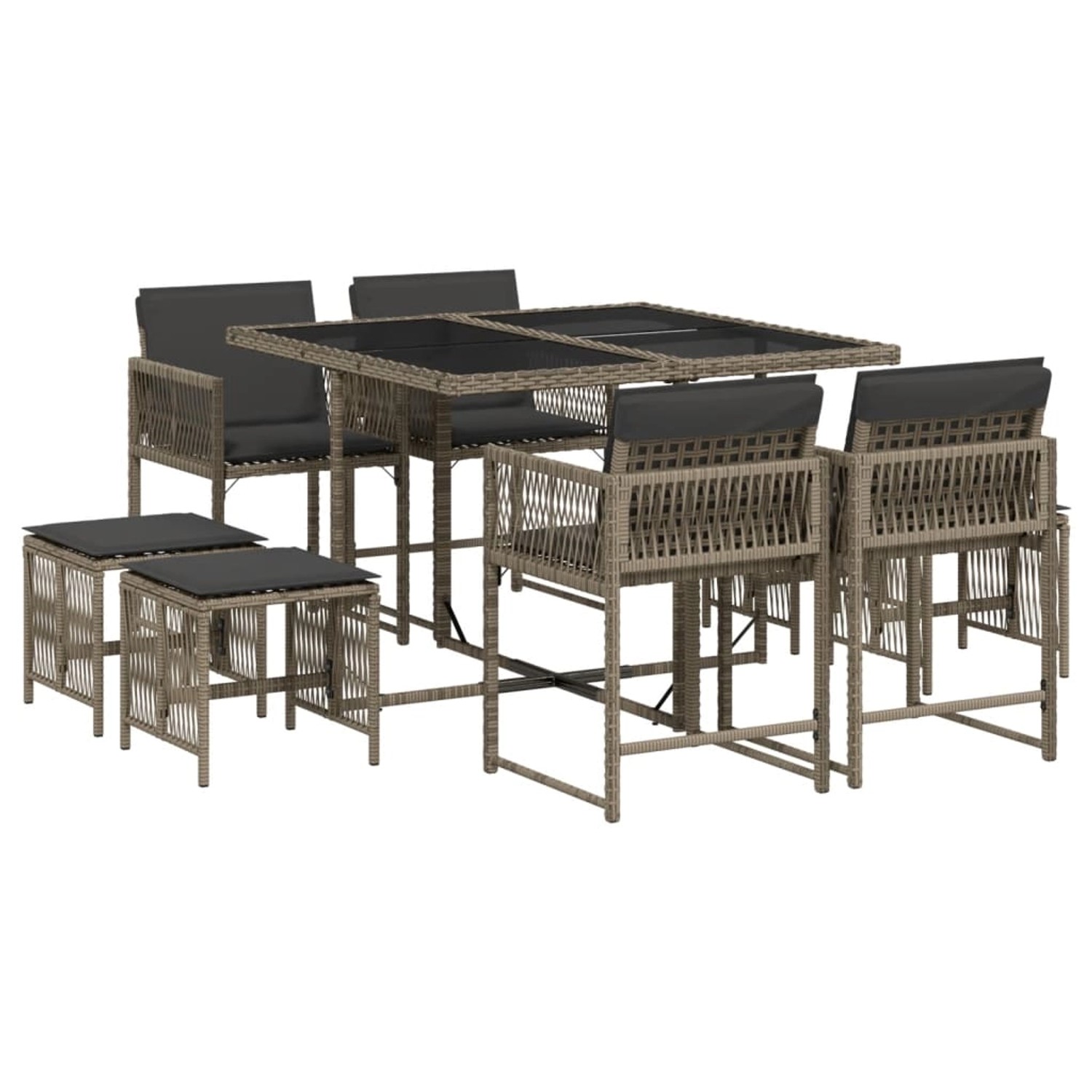 vidaXL 9-tlg Garten-Essgruppe mit Kissen Grau Poly Rattan Modell 102 vidaXL 9-tlg Garten-Essgruppe mit Kissen Grau Poly Rattan Modell 102 von VIDAXL