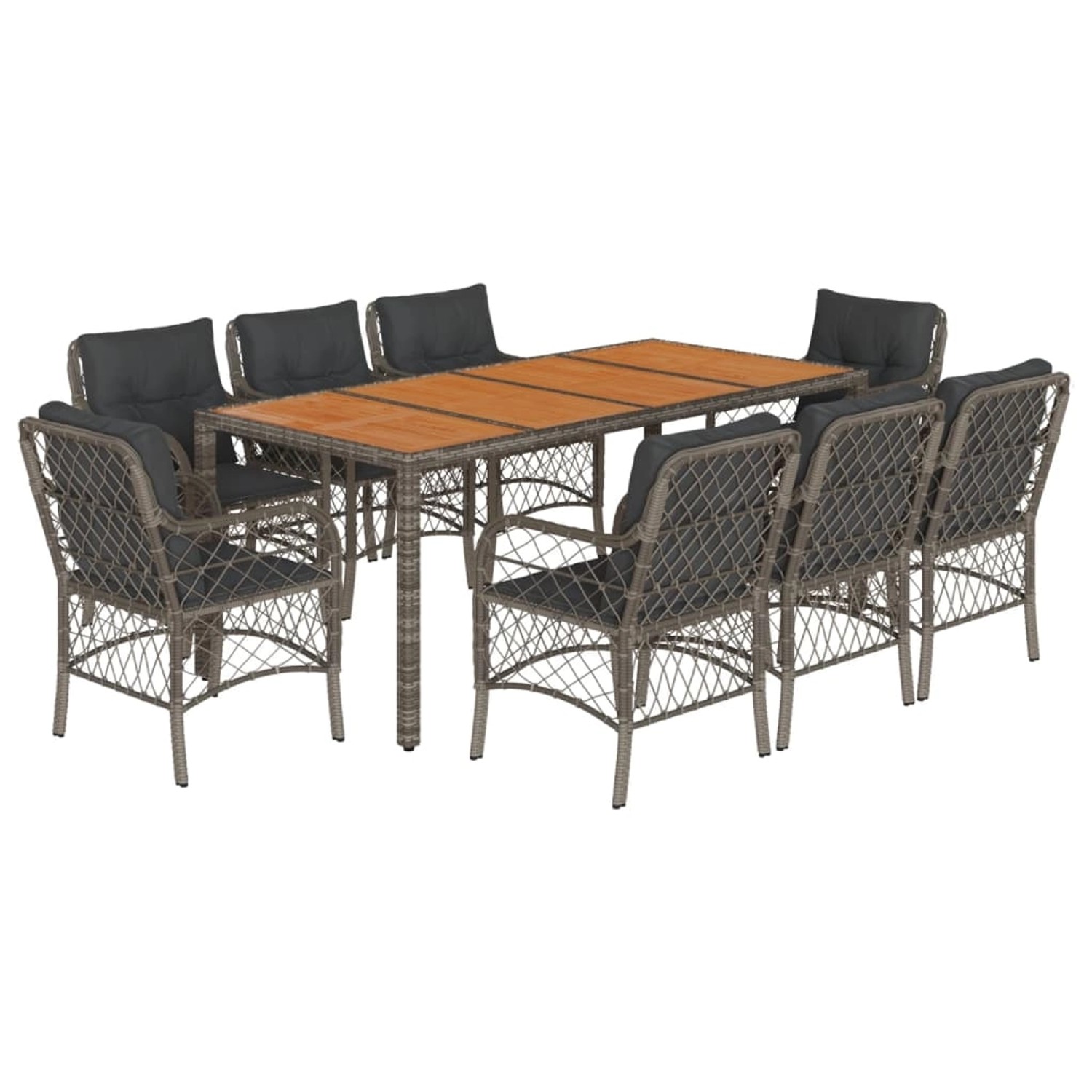 vidaXL 9-tlg Garten-Essgruppe mit Kissen Grau Poly Rattan Modell 24 vidaXL 9-tlg Garten-Essgruppe mit Kissen Grau Poly Rattan Modell 24 von VIDAXL